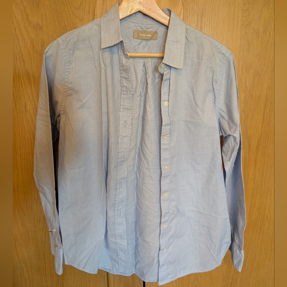 Everlane The Silky Cotton Relaxed Shirt size 2 PALE BLUE